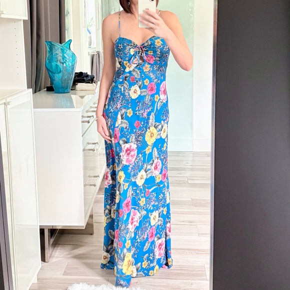 Express Blue Floral Maxi Dress - Picture 1 of 9